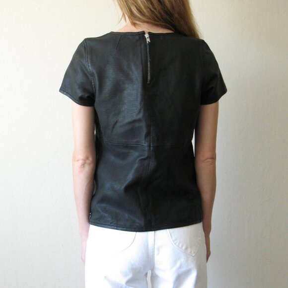 Leather Tee Shirt Maison Scoth Soda XS 1 perforated black real leather - Picture 7 of 12